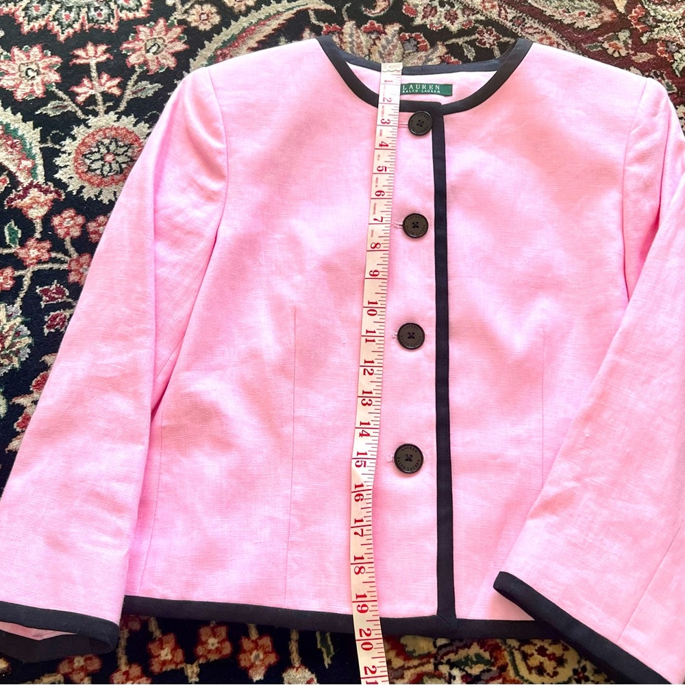 Stunning Pink & Black Ralph Lauren Jacket, Size 10, 100% Linen-Lined, Excel Cond - Picture 3 of 14